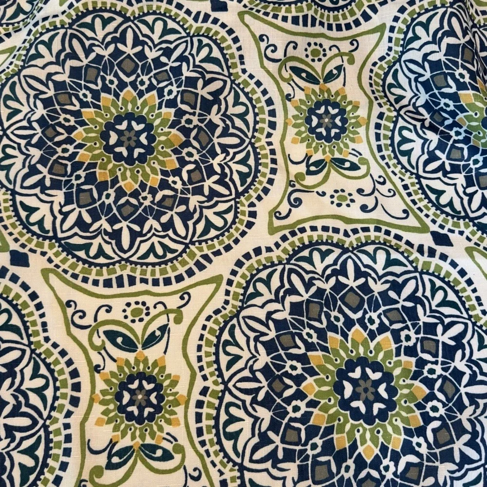 Mandala Medallion Rectangular Tablecloth Navy Blue Green 82x60 Polyester